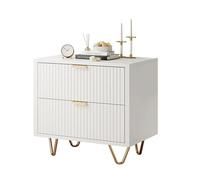 DAHUEN Juego de 2 mesitas de noche con 2 cajones, estilo escandinavo, mesitas de noche para salón, dormitorio, color blanco