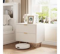 DAHUEN - Juego de 2 mesitas de Noche con 2 cajones y Tiradores de Metal, Mesa Auxiliar, Mesilla de Noche, para Sala de Estar, Dormitorio, Oficina