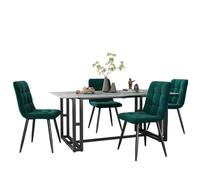 DAHUEN Juego de 4 sillas de comedor tapizadas con respaldo alto y diseño de terciopelo, estructura de metal, sillas de comedor con base de metal, silla tapizada para comedor o sala de estar (verde