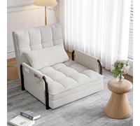 DAHUEN Sofá de suelo regulable en 5 posiciones, silla de suelo con respaldo ajustable, sillón de suelo plegable, sillón reclinable con reposabrazos, sofá Lazy de tela de ante, con cojín (blanco-B)