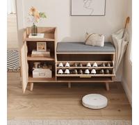 DAHUEN Zapatero con banco, zapatero con asiento, zapatero con espacio de almacenamiento, zapatero para la entrada, pasillo, salón o porche (color madera)