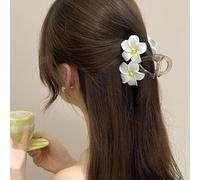 Dai Headwear Frangipani Pasador para mujer, pinza de pelo de plástico amarillo y blanco con diseños de flores tropicales, bonitos accesorios para el cabello para uso diario, fiestas y (04)