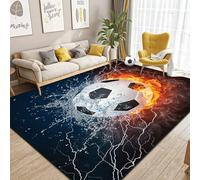Dai Lufei - Alfombra de fútbol con visión 3D, diseño de llamas impresas, gran superficie deportiva, habitación infantil, 100 x 180 cm