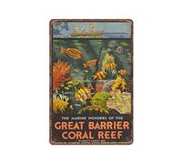 DAIERCY AustraliaGreat Barrier Reef - Letrero de estaño, divertido letrero de metal vintage para pared, pub, bar, cocina, jardín, baño, decoración del hogar, 8 x 12 pulgadas