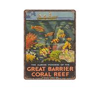 DAIERCY AustraliaGreat Barrier Reef - Letrero de estaño, divertido letrero de metal vintage para pared, pub, bar, cocina, jardín, baño, decoración del hogar, 12 x 16 pulgadas