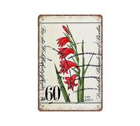 DAIERCY Cartel de metal con diseño de flores, estilo botánico, estilo vintage de Berlín, para pared, bar, cocina, jardín, baño, decoración del hogar, 140 x 200 mm