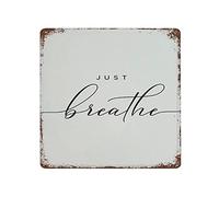 DAIERCY Just Breathe - Letrero de metal para decoración del hogar, oficina, cita inspiradora, decoración de pared motivacional, color divertido, relajante, decoración de pared, decoración de yoga, 12