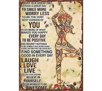 DAIERCY Letrero de metal con diseño de flor de niña con texto en inglés "Today is a Good say to Have a Great Day to Smile More Worry Less to be The Very Laugh Love Believe in Yourself", letrero de
