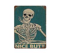 DAIERCY Letrero de metal retro, póster novedoso, pintura de hierro, esqueleto bonito trasero, divertido letrero de estaño, impresión artística para pared, hogar, baño, baño, baño, decoración de pared