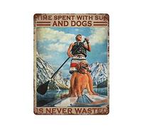 DAIERCY Letrero de metal retro, póster novedoso, pintura de hierro, tiempo pasado con Sup y perros, letrero de lata de regalo para aniversario, día de la madre, día del padre, placas de decoración de