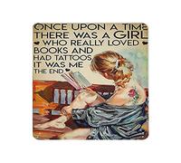 DAIERCY Letrero de metal vintage con texto en inglés "There was A Girl Who Loved Books and Had Tattoos" para hombres y mujeres, letrero cuadrado de aluminio para bares, restaurantes, cafeterías, pubs