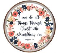 DAIERCY Letrero redondo de metal con texto en inglés "I Can Do All Things Through Christ Who Strengthens Me", de metal, 30,5 x 30,5 cm