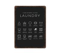 DAIERCY Letrero retro de metal grueso con guía de lavandería, póster novedoso, decoración del hogar, arte de pared, decoración de lavandería, tamaño 5.5 x 8 pulgadas
