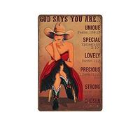 DAIERCY Placa de metal vintage con texto en inglés "God says you are Unique Special Lovely Precious Tin Sign", diseño de cueva de hombre, pub, club, cafetería, decoración del hogar, regalo de