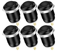 DaierTek 6 unids 12 V momentáneo botón interruptor impermeable negro metal 12mm 1/2 '' pequeño botón de alimentación redondo 2 pin empuje encendido
