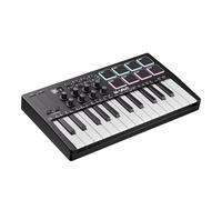 DaierTek Controlador de teclado Midi de 25 teclas, mini piano midi portátil Bluetooth y USB con 8 almohadillas retroiluminadas, 8 perillas y software de producción de música para grabación de