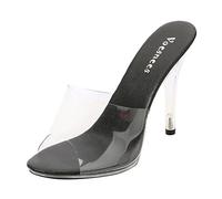 DAIFINEY Moda Mujeres Sexy Tacones Altos Sandalias Transparentes Zapatos Casuales Zapatos Sólidos Damas, Negro , 38 EU Estrecho