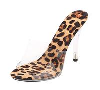 DAIFINEY Moda Mujeres Sexy Tacones Altos Sandalias Transparentes Zapatos Casuales Zapatos Sólidos Damas, café, 41 EU Estrecho