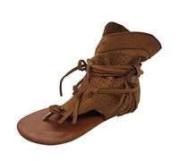 DAIFINEY Sandalias borlas retro zapatos de playa mujeres boho botas novela sandalias mujer zapatos de mujer invierno 40, marrón, 37 EU
