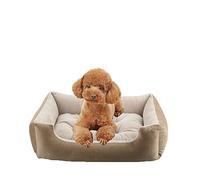 DAIHAN Cama Perro Lavable Mascotas Cama de Suave Gamuza Antiestres Sofá de Perro Colchón Almohada Suave para Perros y Gatos Pequeño Medianos,Caqui,S(45x32x12cm)