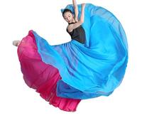 DAIHAN Mujer Maxifalda de Doble Capa Reversible de Danza del Vientre Falda Larga A-Line Disfraz para Entrenamiento y práctica Fluida para vals, Flamenco y Festivales SkazulRose L