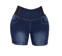 DAIHAN Mujer Pantalón Corto Básicos Vaquero Pull On Capris Bermudas de Mezclilla Shorts Legging Ajustados Cruzados Cintura elástica Pantalones Cortos con Bolsillos DaAzul M
