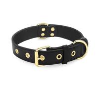 DAIHAQIKO Collar de Perro clásico de Cuero para Perros Grandes, Collar de Perro Mediano, Duradero, Resistente, Collares Ajustables para Perros pequeños (Negro, L: Cuello de 18.6 a 25.8 Pulgadas)
