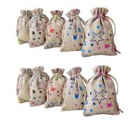 Daihellenstone Paquete de 20 bolsas de arpillera con cordón de estrella de 4 x 5.6 pulgadas, bolsas de lino para suministros de fiesta