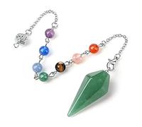 DAIJES Colgante de amatista rosa con forma de diamante hexagonal, adorno de cono hexagonal natural, Dongling verde + 7 cadenas de cuentas