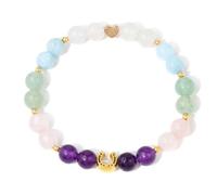 DAIJES Natural Stone Fantasy Mixed Color Bead Bracelet Women's Horseshoe Accessories Mixed Color Cat's Eye Bead Elastic Force-FD10919