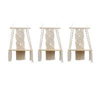 Daijianbin 3 estantes bohemios de macramé para colgar en la pared, hechos a mano, borlas tejidas, estantes, almacenamiento flotante, ropa, percha para pared principal