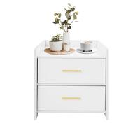 DaiJiubu Mesita de noche, armario de almacenamiento para el dormitorio, mesa auxiliar con 2 compartimentos, para salón, dormitorio, oficina, 15,8 x 15,8 x 16,5 pulgadas (blanco cálido)