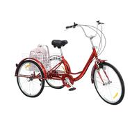 DaiJiubu Triciclo para adultos bicicleta con cesta de la compra, para personas mayores, carrito de la compra, tiempo libre, bicicleta urbana, luces de crucero, cesta de verduras y respaldo trasero 24