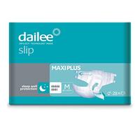 Dailee Slip M - 112x Pañales Adultos Maxima Absorción - 4 paquetes de 28, Maxi Plus Absorbencia 8,5 gotas - Braga Pañal para Anciano, Hombre y Mujer
