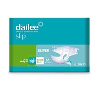 Dailee Slip M - 28x Pañales Adultos Super Absorción - 28 piezas, Absorbencia 6,5 gotas - Braga Pañal para Anciano, Hombre y Mujer