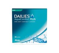 Dailies AquaComfort Plus Lentes de contacto tóricas de reemplazo diario, Pack de 90, R 8.8 mm, D 14.4 mm, cilindro -1.25, eje90, -0.25 Diopt