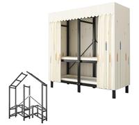 Dailify Plegable Armario de Tela Armario Plegable Metálico Portátil, Armario de Almacenamiento Rústico de Gran Capacidad, Organizador de Ropa Independiente para Dormitorio y Baño(1.8m/5.9ft)