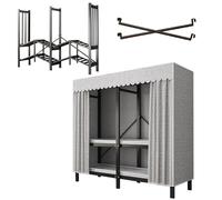 Dailify Plegable Armario de Tela Armario Plegable Portátil con Perchero, Armario Magnético para Guardar Ropa, Organizador de Ropa para Residencias Universitarias/Casas de Alquiler(1.5m/4.9 ft)