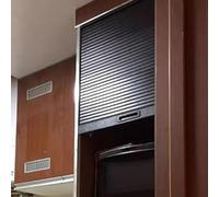 Dailify Puerta Acordeón Kit de Armario de Cocina con Puerta de Persiana Negra y Tirador, Puertas de Armario Interiores Enrollables de ABS, Puerta Corredera Retráctil(30x24 (76.2x61cm))