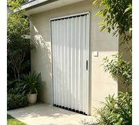Dailify Puerta Acordeón Puerta Plegable Tipo Acordeón para Exteriores para El Patio Trasero, Puerta de Seguridad Metálica Plegable con Cerradura, Puerta Retráctil Tipo Concertina(130x205cm (51x81in))