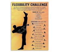 Daily Flexibility Challenge Poster Stretching Workout for Martial Artists Yoga Studio Home Training Wall Art(Unframed,12x18inch(30x45cm))