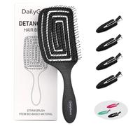 Daily Gard Cepillo desenredante, desenredante ventilado seco y húmedo para mujeres y hombres, cepillo de pelo curvado profesional para cabello liso, rizado, grueso, largo, ondulado, dañado, negro