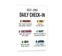 Daily Mental Health Check-in Canvas Wall Art, Inspirational Self-Care Poster for Therapist, School Counselor, Office & Home Decor(Framed,08x12inch(20x30cm))