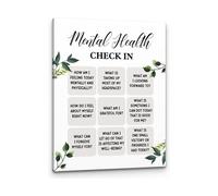 Daily Mental Health Check In Poster, Self Care Affirmations for Counseling Office, Therapist Decor, Inspirational Wall Art Canvas(Unframed,12x18inch(30x45cm))