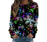 Daily Merry Christmas Print O-Cuello Redondo Sudadera de Cuello Redondo Suéter Tops Casual Manga Larga Camisas de Entrenamiento Blusa Suelta Ropa de Voleibol, verde, XXL