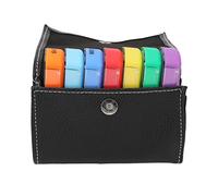 Daily Pusher - Caja de medicina diaria, pastillas de puntos diarios, 7 unidades, caja de medicina, 7 colores, dispensador portátil de 28 rejillas con bolsa de almacenamiento, pastillero para días
