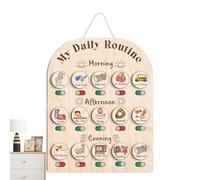 Daily Routine Chart, Toddler Morning Bedtime Schedule Board, Wooden Educational Planner, Visual Learning Tools, Perfect for Preschool, Childhood Development, Home School Use, 35.6x30x3.8cm Wood