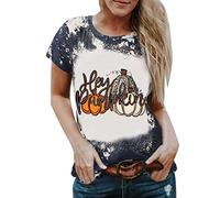 Daily Thanksgiving Fall Print O Neck Tank Tops Manga Corta Entrenamiento Camisetas Casual sueltas Camisetas T Camiseta Arco Iris Mujer, Negro , XXL