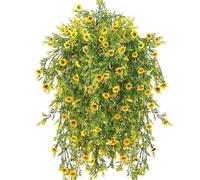 Daily Treasures 4 flores colgantes artificiales para exteriores, cestas colgantes de margaritas falsas, ramo de flores artificiales, 78 cm, plantas colgantes falsas para jardín, pared, valla, balcón