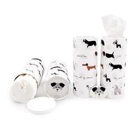 Daily Treasures Paquete de 4 soportes para pañuelos faciales para automóvil, bonitas cajas redondas de pañuelos para cachorros, para portavasos de automóvil, pañuelos cilíndricos de repuesto para
